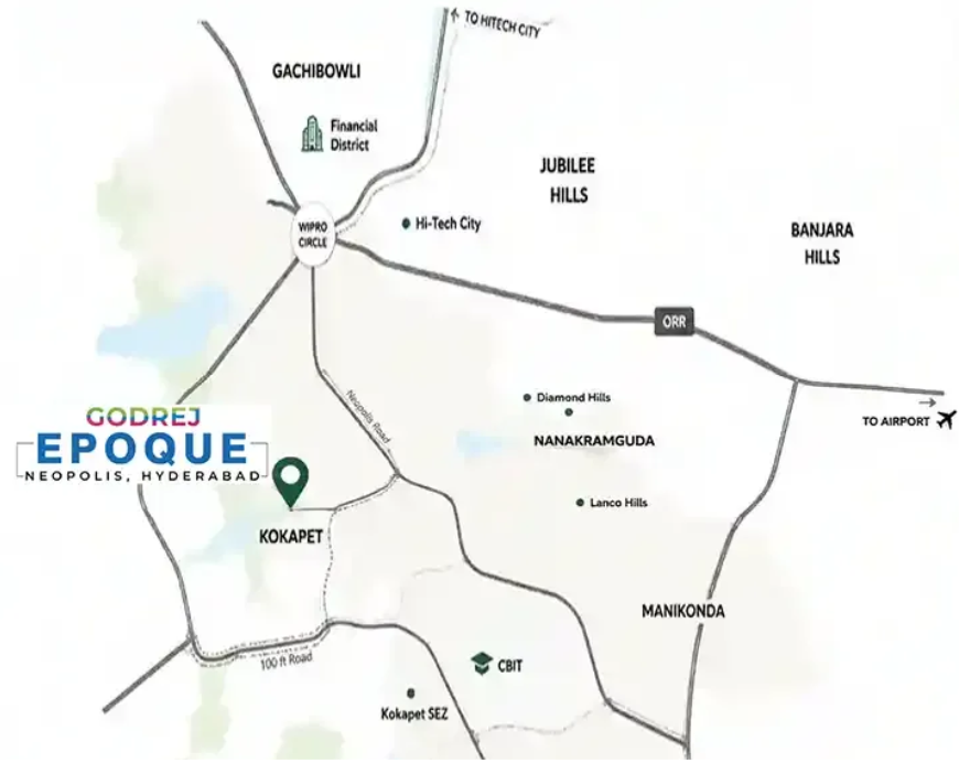 Godrej Epoque Neopolis Kokapet Hyderabad Location Map